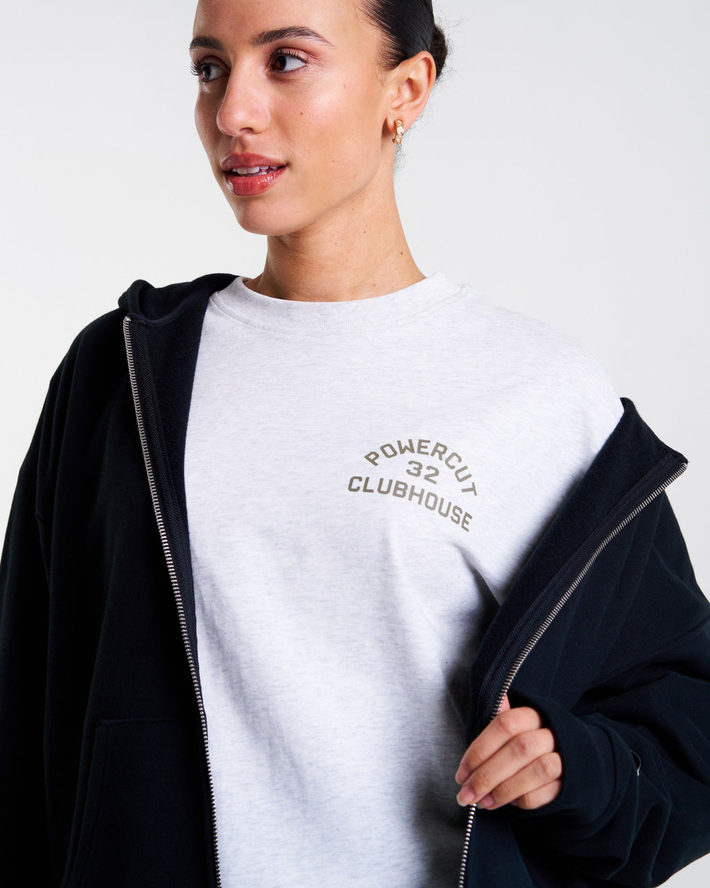 Clubhouse Relaxed Zip Through Hoodie Washed Black