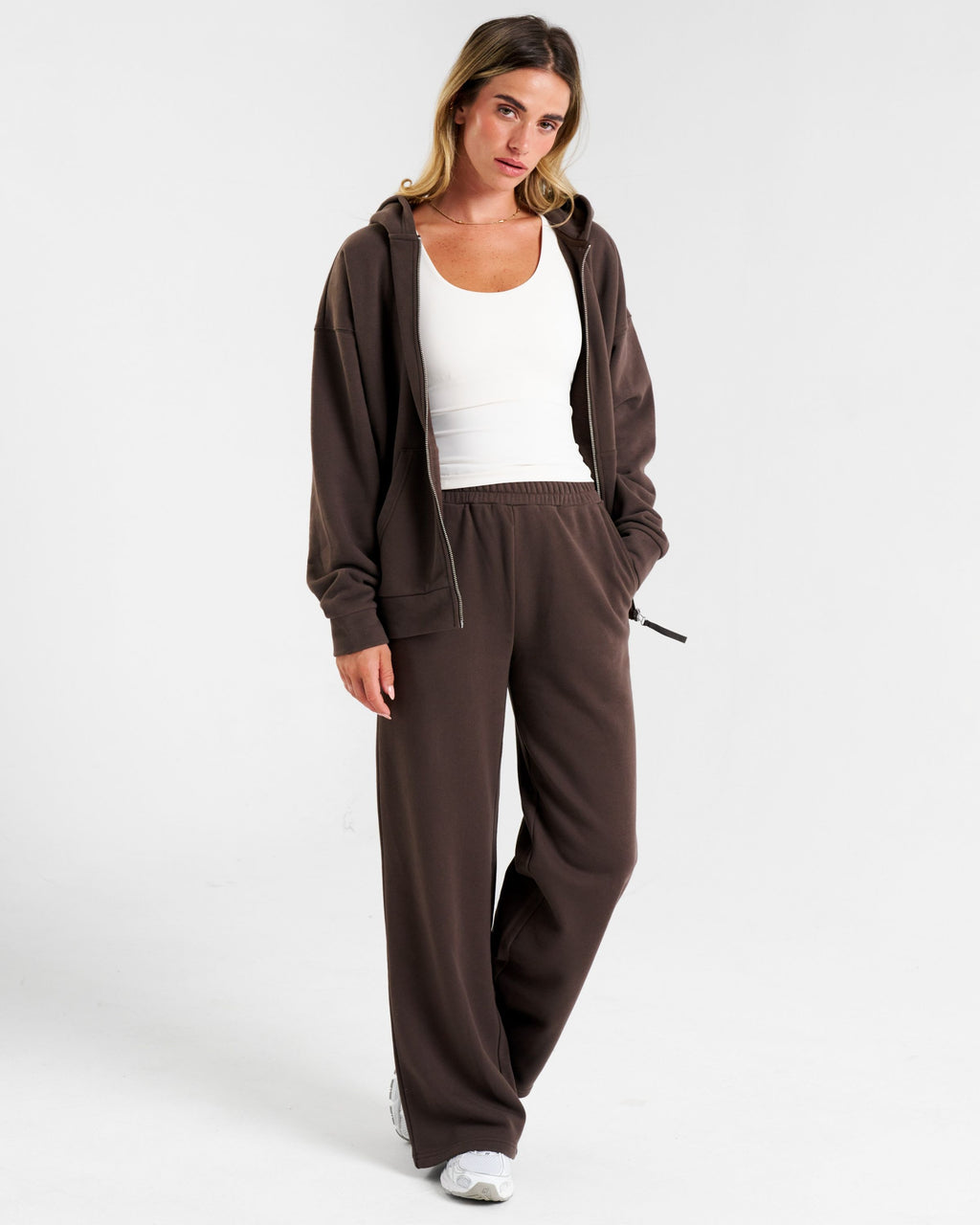 Clubhouse Relaxed Zip Through Hoodie Espresso