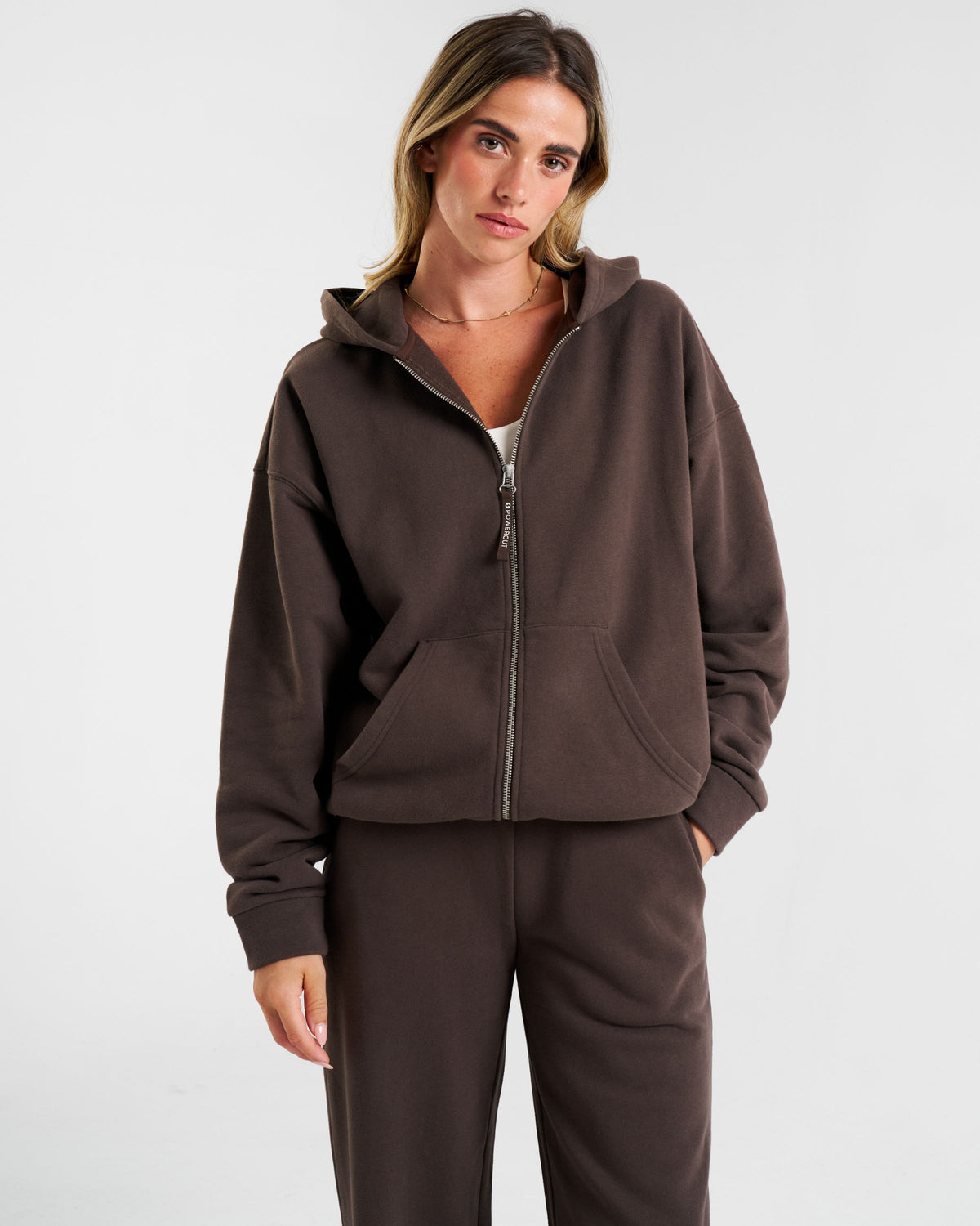 Clubhouse Relaxed Zip Through Hoodie Espresso