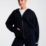 Clubhouse Relaxed Zip Through Hoodie Washed Black