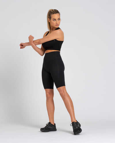 ELEVATE Super High Waisted Black Cycling Shorts