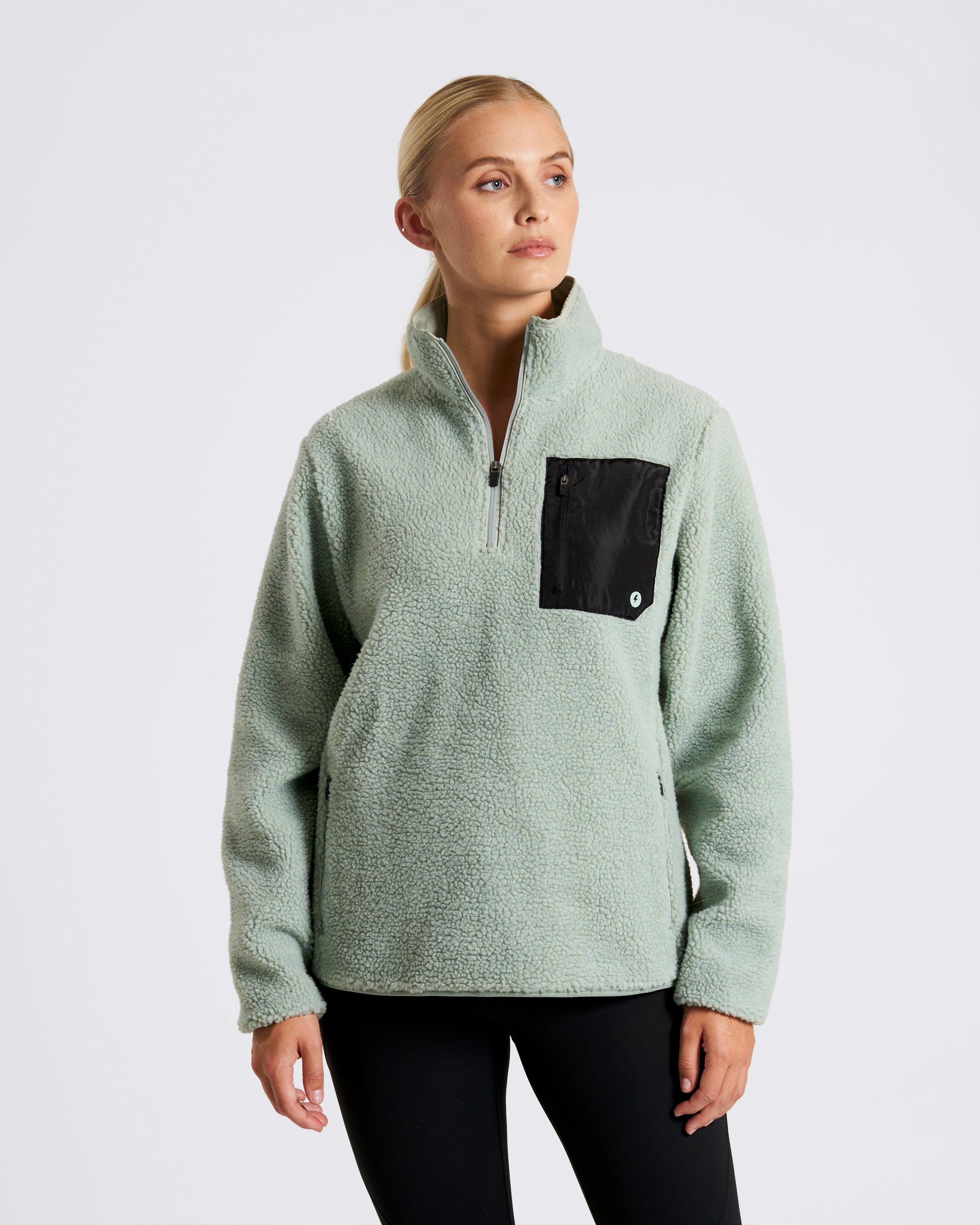 OUTSIDER 1/4 Zip Sherpa Fleece Ether Green