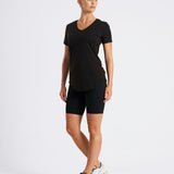 Soft Feel Longline V-Neck T-Shirt Black