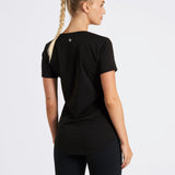 Soft Feel Longline V-Neck T-Shirt Black