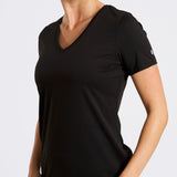 Soft Feel Longline V-Neck T-Shirt Black