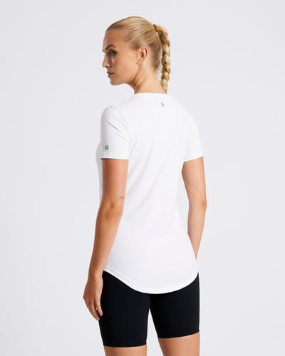 Soft Feel Longline V-Neck T-Shirt White