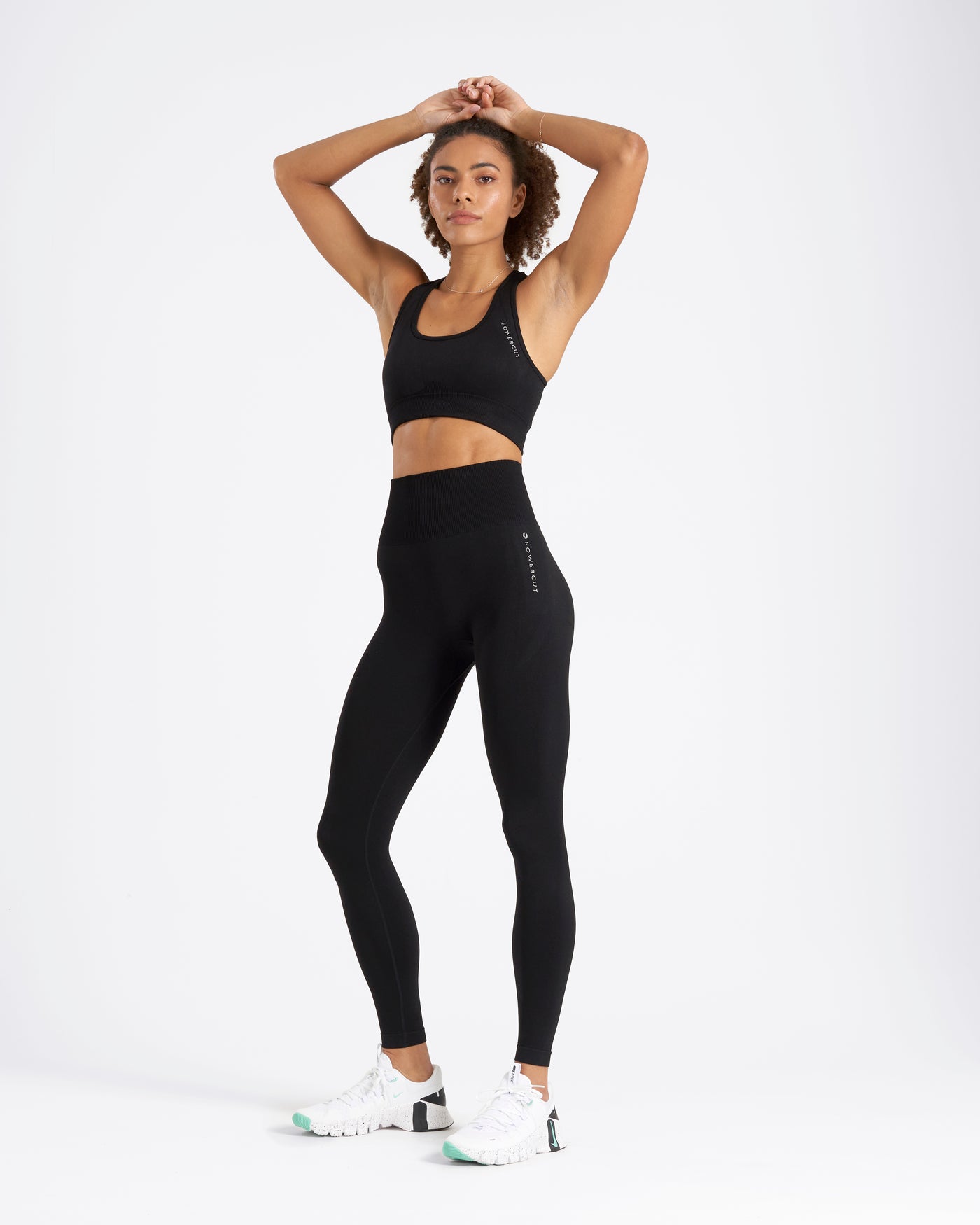 SOLID Seamless Medium Support Racer Back Black Sports Bra